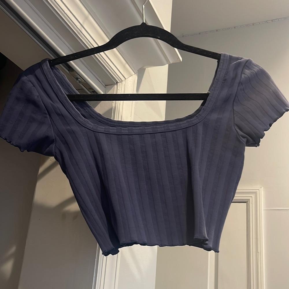 aerie offline crop blue top